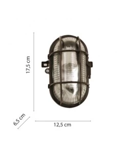 APPLIQUE OVALE IN PLASTICA NERA E VETRO E27, 60W